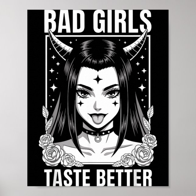 Dåliga tjejer smakar bättre Rolig humor tatueringa Poster (Framsidan)