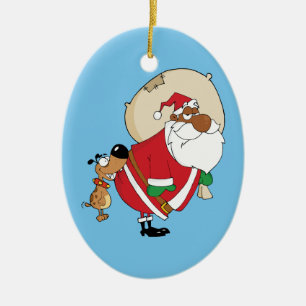 Dåligahundbitor svart Santa på ändan Julgransprydnad Keramik