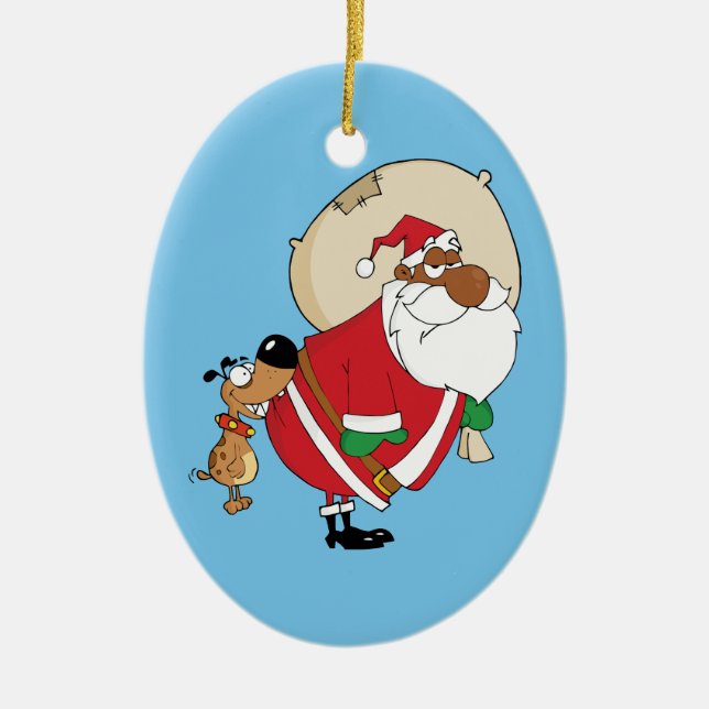 Dåligahundbitor svart Santa på ändan Julgransprydnad Keramik (Framsidan)