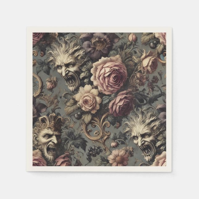 Dålighetens demoner – gotisk blomsterdesign pappersservett (Framsidan)
