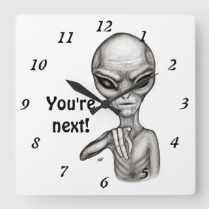 Dåligt Alien, du är nästa! Fyrkantig Klocka