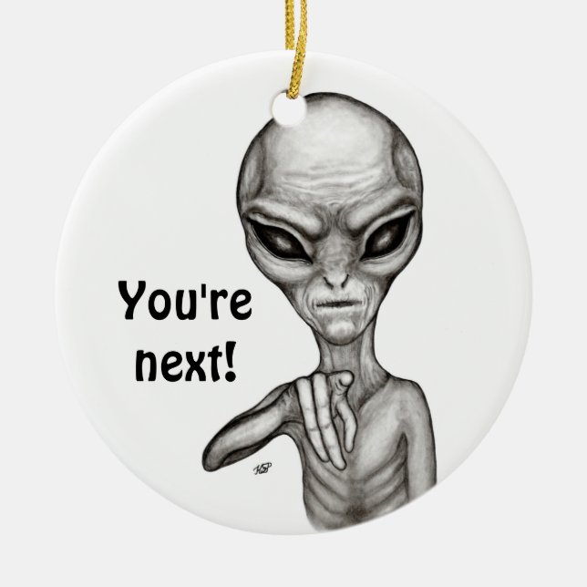 Dåligt Alien, du är nästa! Julgransprydnad Keramik (Framsidan)