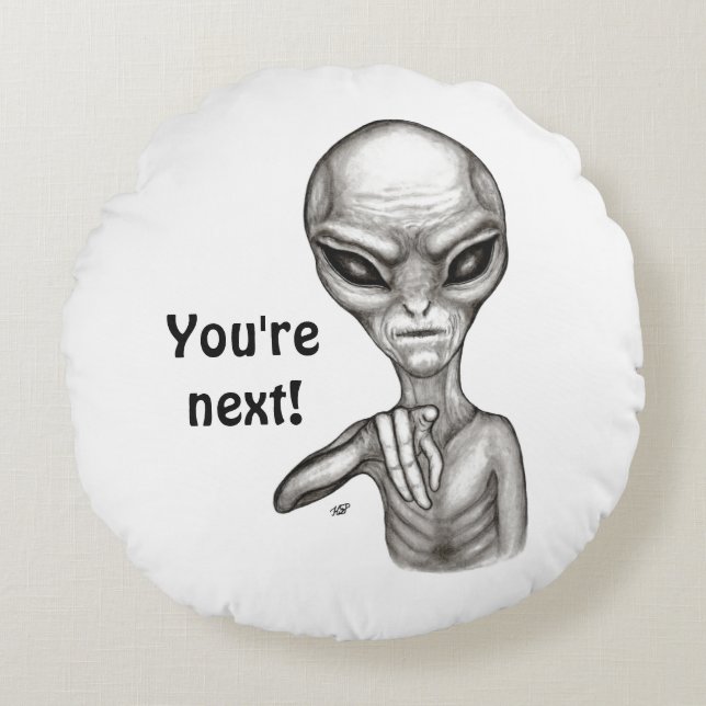 Dåligt Alien, du är nästa! Rund Kudde (Framsidan)