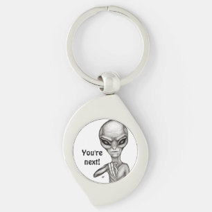 Dåligt Alien, du är nästa! Swirl Silverfärgad Nyckelring