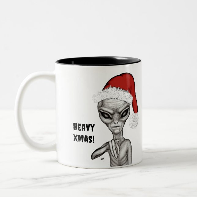 Dåligt Alien, tungt Julafton! Två-Tonad Mugg (Vänster)