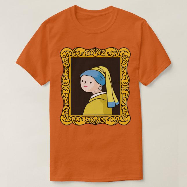 dåligt dragen flicka med pärlörring t shirt (Design framsida)