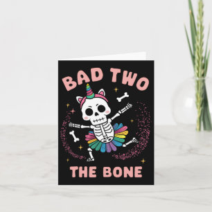 Dåligt två Bone Halloween Birthday 2:a födelsedage Kort