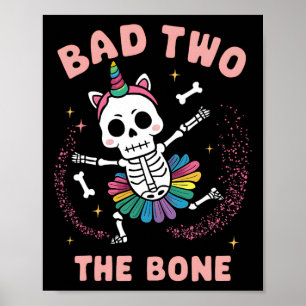 Dåligt två Bone Halloween Birthday 2:a födelsedage Poster