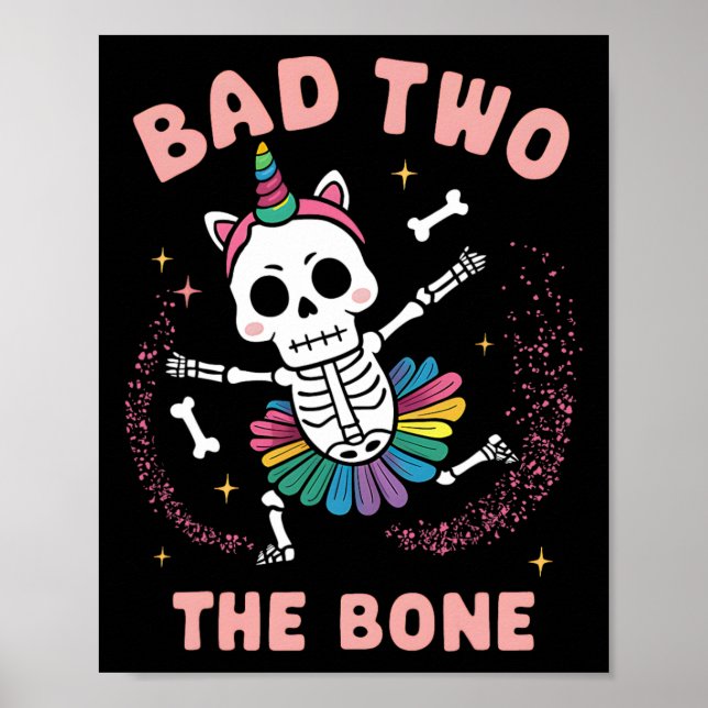 Dåligt två Bone Halloween Birthday 2:a födelsedage Poster (Framsidan)
