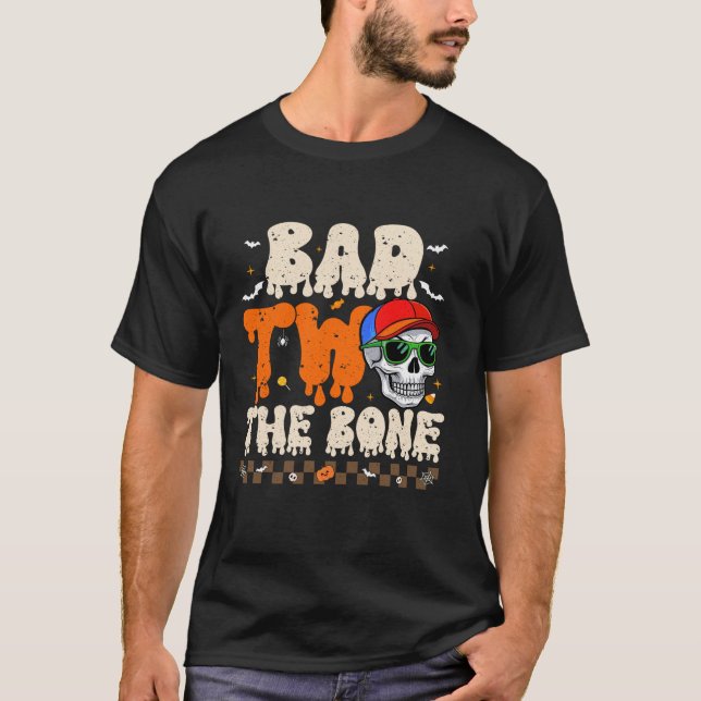 Dåligt två Bone Halloween Boy Toddle 2:a födelseda T Shirt (Framsida)