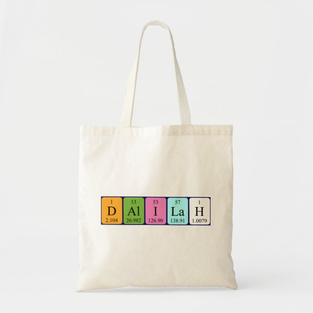 Dalilah periodiskt bord namn tote bag tygkasse (Framsidan)