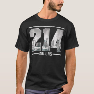 Dallas 214 Area Code Texas Skyline T Shirt