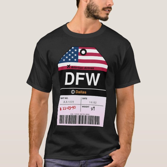 Dallas Airline Luggage Tag T Shirt (Framsida)