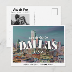 Dallas Bröllop Spara datum Retro Skyline Vykort