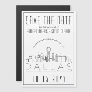 Dallas Bröllop   Stiliserad Skyline Spara datum Magnetisk Inbjudningskort