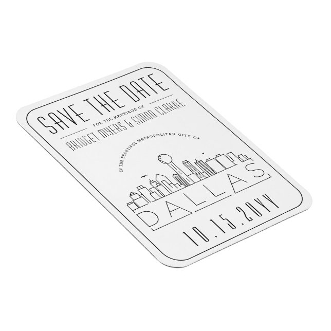 Dallas Bröllop Stilized Skyline Spara datum Magnet (Högersidan)
