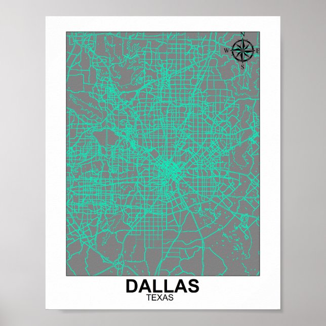 Dallas City Karta Poster (Framsidan)