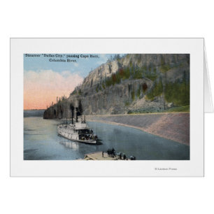 Dallas City Steamer på Columbia River Hälsningskort