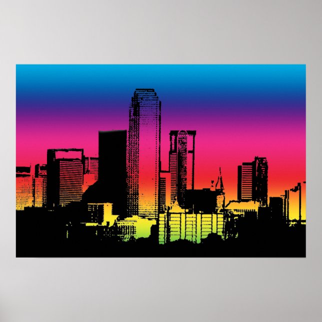 Dallas Color Skyline Poster (Framsidan)