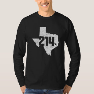Dallas County 214 områdeskod Texas Sate kartstolth T Shirt
