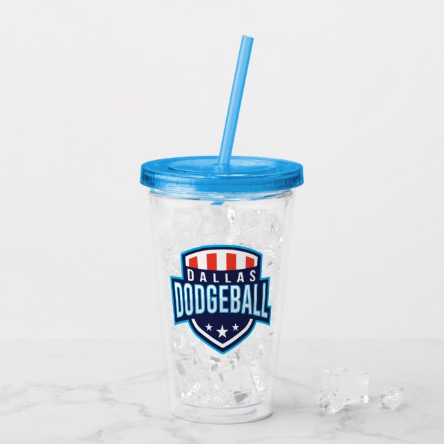 Dallas Dodgeball Logotyp Akryla Tumbler Take Away Mugg (Baksida Ice)