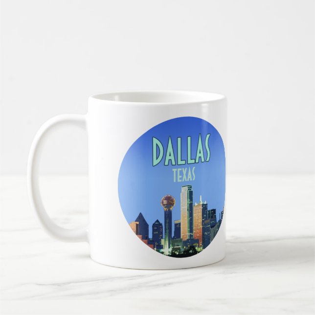 Dallas Downtown Texas Vintage Kaffemugg (Vänster)
