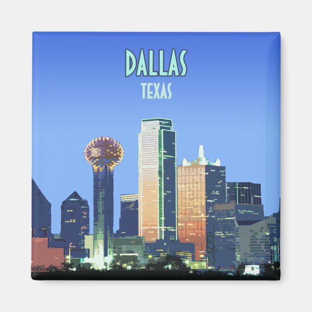 Dallas Downtown Texas Vintage Magnet (Framsidan)
