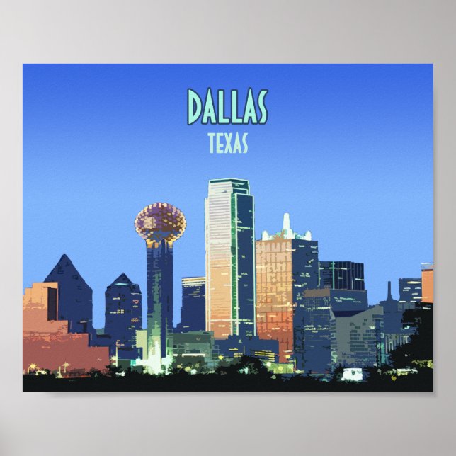 Dallas Downtown Texas Vintage Poster (Framsidan)