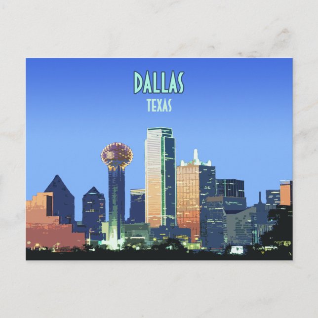 Dallas Downtown Texas Vintage Vykort (Framsida)