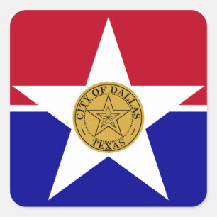 Dallas Flagga Fyrkantigt Klistermärke