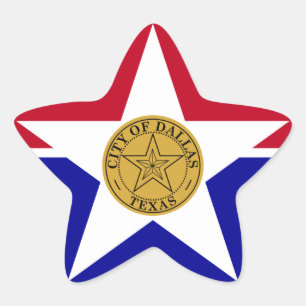 Dallas Flagga Stjärnformat Klistermärke