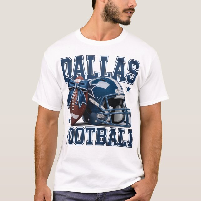 Dallas Football Fläkt Gift - Helmet & Boll med Bow T Shirt (Framsida)