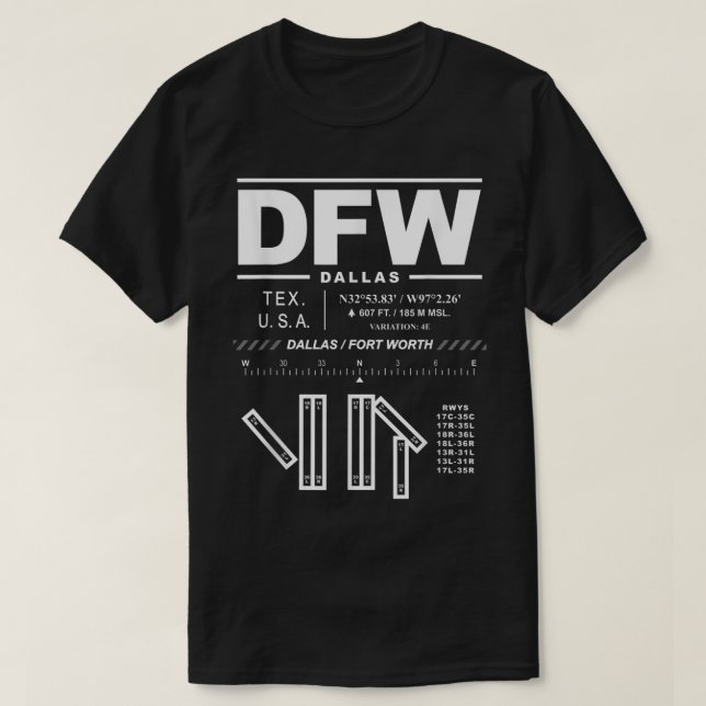 Dallas Fort Worth Internationell flygplats Texas D T Shirt (Design framsida)