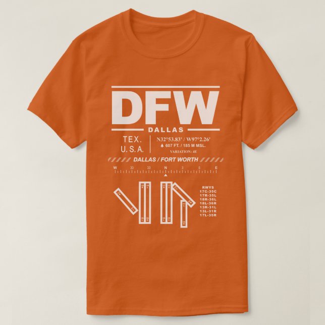 Dallas Fort Worth Int'l Airport DFW T-Shirt (Design framsida)