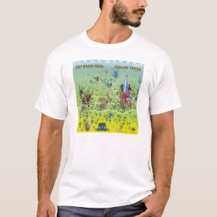Dallas Fort Worth tecknadkarta T-shirt