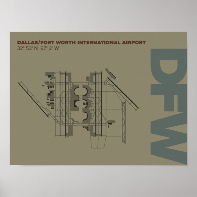 Dallas/Ft. Poster av DFW-diagram (Worth Airport) (Framsidan)