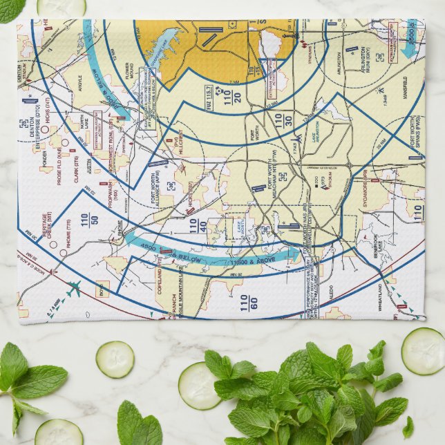 Dallas Ft. Svinschdiagram över sjöväg Kökshandduk (Vikta)