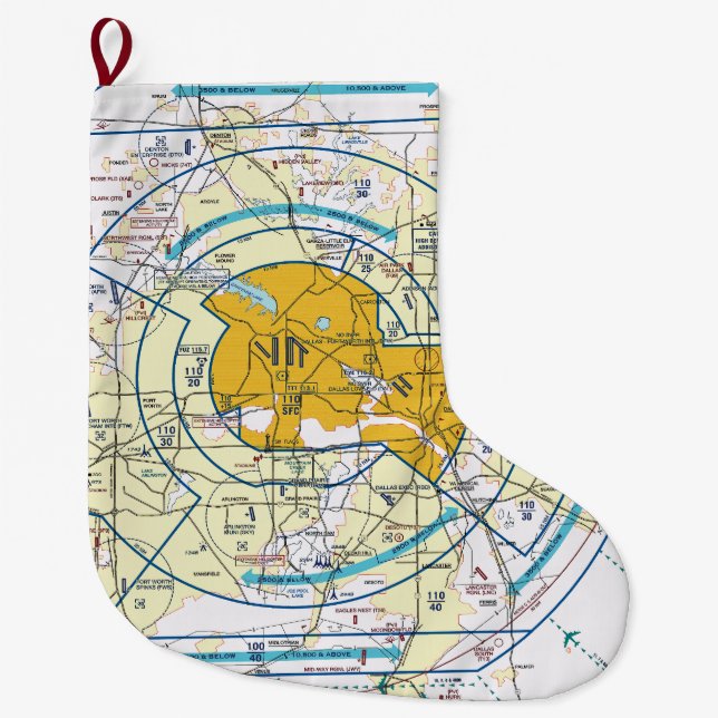 Dallas Ft. Svinschdiagram över sjöväg Stor Julstrumpa (Framsidan)