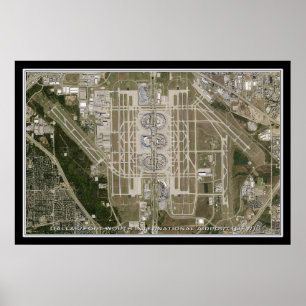 Dallas - Ft Worth Intl Airport Texas Satellite Kar Poster