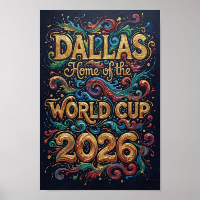 Dallas hem för världscupen 2026  Guldtypografi Poster (Framsidan)