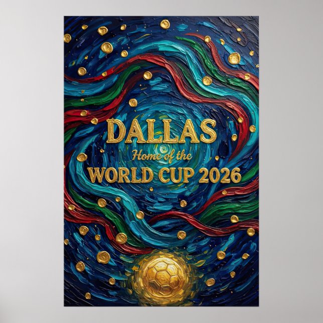 Dallas hem för världscupen 2026 med virvlar poster (Framsidan)
