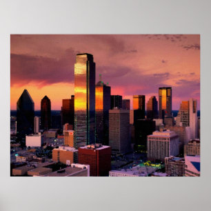 Dallas horisont på solnedgången poster