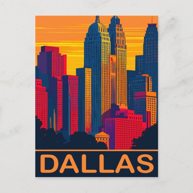 Dallas i livfulla färger, resa vykort (Framsida)