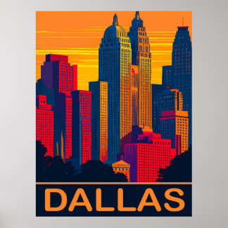 Dallas in Vibrant Färg, Travel Poster