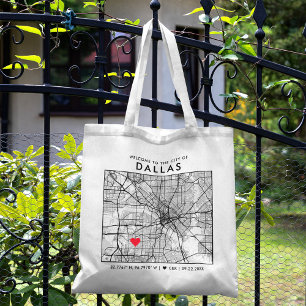 Dallas Kärlek Locator City Karta Bröllop Välkomm Tygkasse