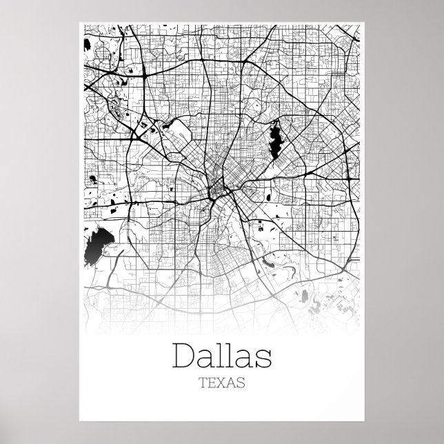 Dallas Karta - Texas - City Karta Poster (Framsidan)