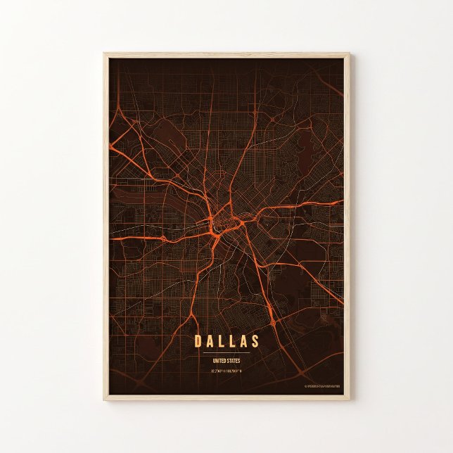 Dallas Map Print Heatwave Texas Poster Wall Art (Skapare uppladdad)