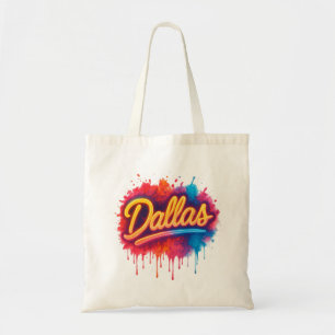 Dallas Neon Street Art Stänk - Retro Vibrant City Tygkasse