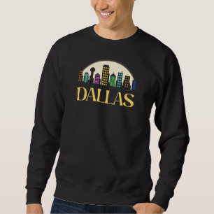 Dallas Night Skyline Design för stolt Dallasite Lång Ärmad Tröja