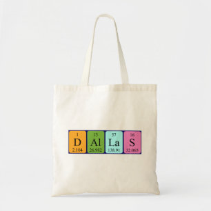 Dallas periodisk påse mellan bord namn och påse tygkasse